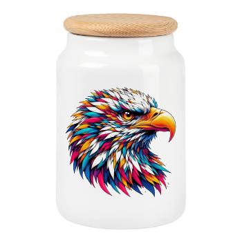 Aigle - Boîte à biscuits avec couvercle en bois - blanc - Devant