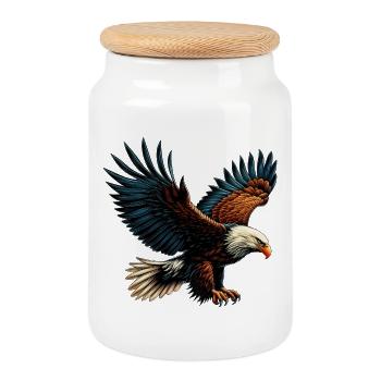 Aigle - Boîte à biscuits avec couvercle en bois - blanc - Devant