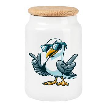 Cool Seagull Lunettes de soleil Côte Mer du Nord Mer Baltique - Boîte à biscuits avec couvercle en bois - blanc - Devant