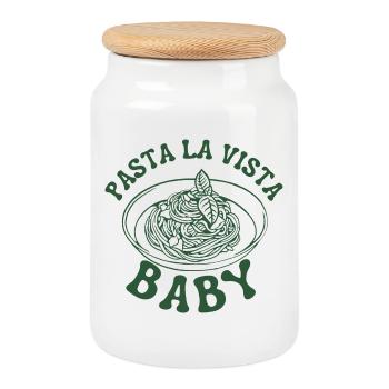 Pasta la vista baby- Spaghetti nudeln ramen  - Keksdose mit Holzdeckel - Weiß - Vorne