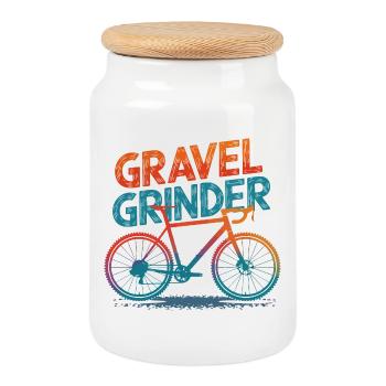 Gravel Grinder Fahrrad Illustration - Keksdose mit Holzdeckel - Weiß - Vorne