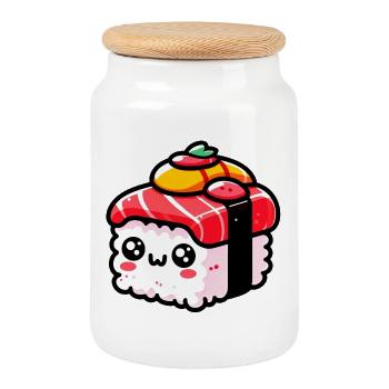 Sushi - Boîte à biscuits avec couvercle en bois - blanc - Devant