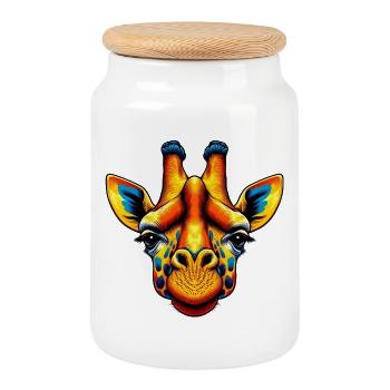 Giraffe - Keksdose mit Holzdeckel - Weiß - Vorne