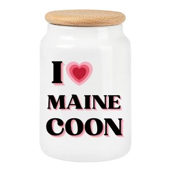 I love Maine Coon (style coeur rétro) - Boîte à biscuits avec couvercle en bois - blanc - Devant