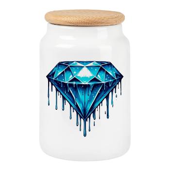 Diamond - Cookie Jar with Wooden Lid - white - Front