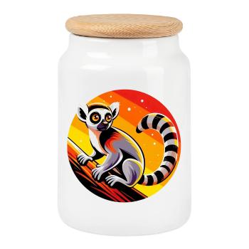 Lemur - Keksdose mit Holzdeckel - Weiß - Vorne