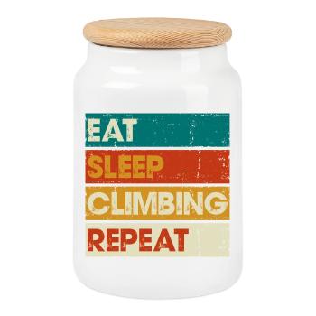 Manger Dormir Monter Répéter - Boîte à biscuits avec couvercle en bois - blanc - Devant