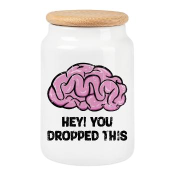 Bubblegum Brain Sketch - Cookie Jar with Wooden Lid - white - Front