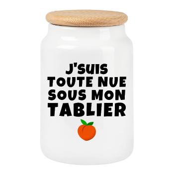 Kitchen Apron, Humor, Gift Idea - Cookie Jar with Wooden Lid - white - Front