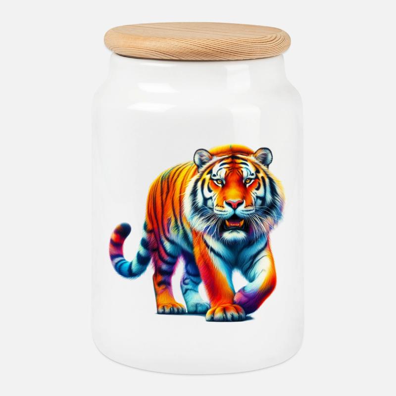 Tiger - Keksdose mit Holzdeckel - Weiß