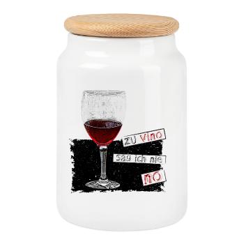 Zu Vino sag ich nie NO - Keksdose mit Holzdeckel - Weiß - Vorne