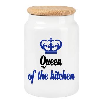 Gifts for a cook - Cookie Jar with Wooden Lid - white - Front