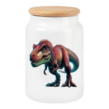 Dinosaur - Cookie Jar with Wooden Lid - white - Front