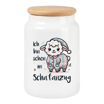 Ich bin schon im Schafanzug - Keksdose mit Holzdeckel - Weiß - Vorne
