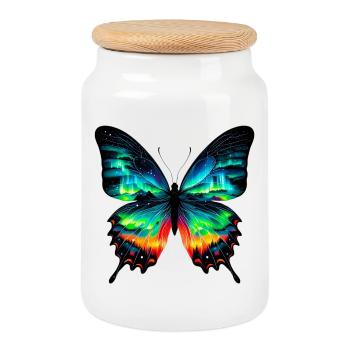 Papillon - Boîte à biscuits avec couvercle en bois - blanc - Devant