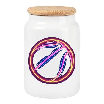 Basket-ball Retrowave - Boîte à biscuits avec couvercle en bois - blanc - Devant