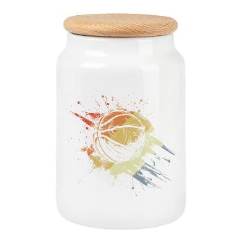 Basketball Ball Retro - Keksdose mit Holzdeckel - Weiß - Vorne