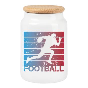 Football Player - Cookie Jar with Wooden Lid - white - Front