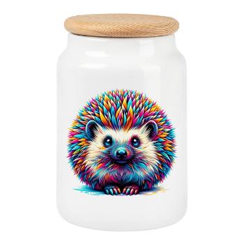 Igel - Keksdose mit Holzdeckel - Weiß - Vorne