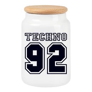 TECHNO 92 - Cookie Jar with Wooden Lid - white - Front