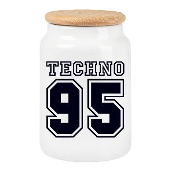 TECHNO 95 - Keksdose mit Holzdeckel - Weiß - Vorne