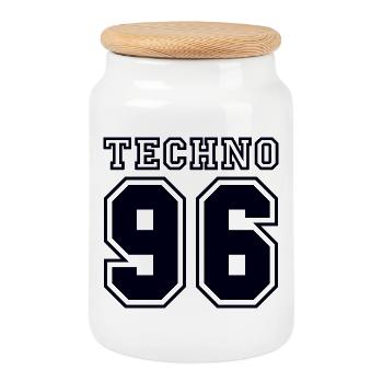 TECHNO 96 - Keksdose mit Holzdeckel - Weiß - Vorne