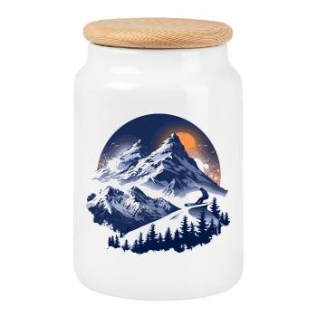 Snowboarding Grafik - Keksdose mit Holzdeckel - Weiß - Vorne
