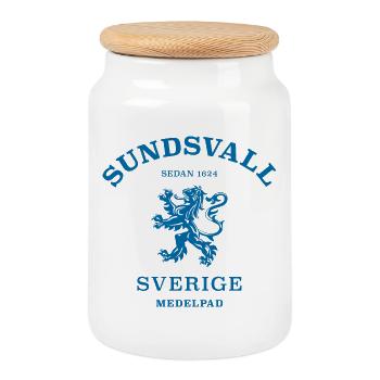 SUNDSVALL, Sverige, Suède - Boîte à biscuits avec couvercle en bois - blanc - Devant