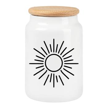 soleil stylisé - Boîte à biscuits avec couvercle en bois - blanc - Devant