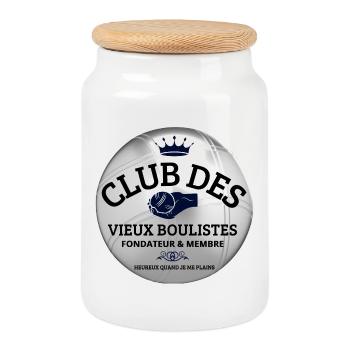 pétanque, fan de pétanque, bouliste - Boîte à biscuits avec couvercle en bois - blanc - Devant