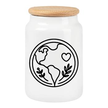 Love for the Earth for the Future - Cookie Jar with Wooden Lid - white - Front