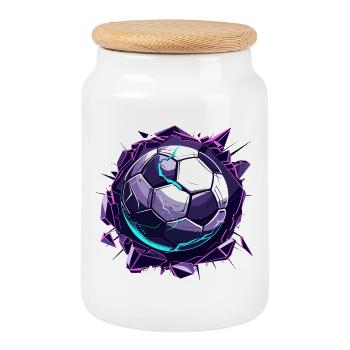 Fußball Comic Look - Keksdose mit Holzdeckel - Weiß - Vorne
