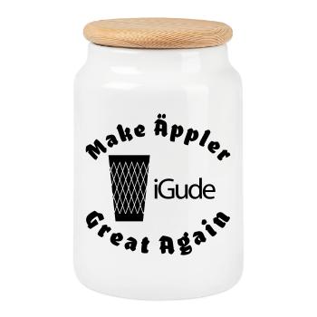 iGude Geripptes Great Again - Keksdose mit Holzdeckel - Weiß - Vorne
