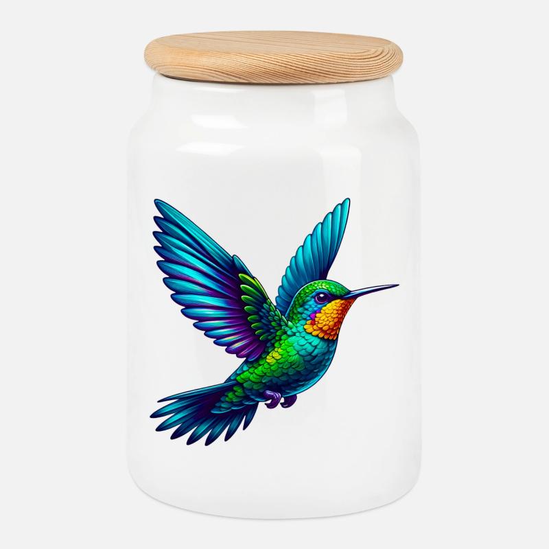 Kolibri - Keksdose mit Holzdeckel - Weiß