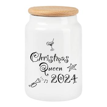 Christmas Queen 2024 - Cookie Jar with Wooden Lid - white - Front