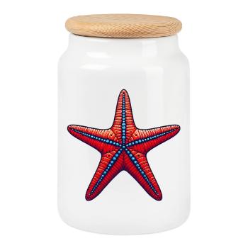 Étoile de mer - Boîte à biscuits avec couvercle en bois - blanc - Devant