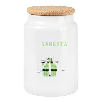 Gangsta Wrappa Christmas Sayings Funny Gift - Cookie Jar with Wooden Lid - white - Front