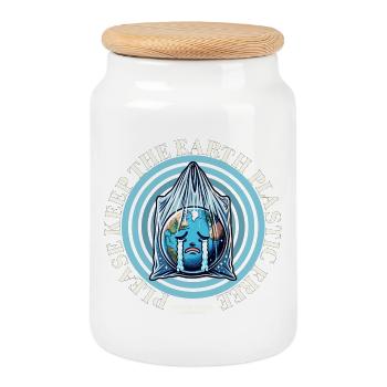 Globe pleureur - Boîte à biscuits avec couvercle en bois - blanc - Devant
