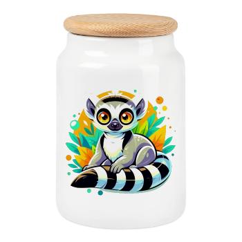 Lemur - Keksdose mit Holzdeckel - Weiß - Vorne