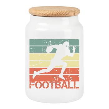 American Footballer - Cookie Jar with Wooden Lid - white - Front
