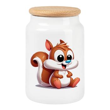 Écureuil - Boîte à biscuits avec couvercle en bois - blanc - Devant