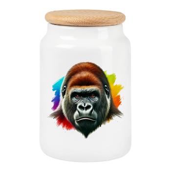 Gorilla - Keksdose mit Holzdeckel - Weiß - Vorne