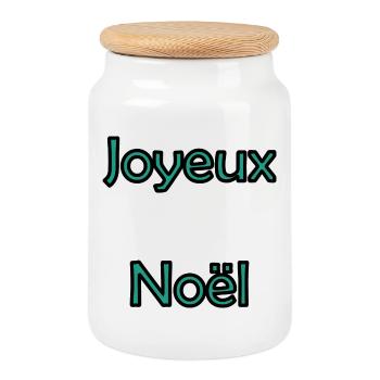 CHRISTMAS. MERRY CHRISTMAS. FIR. HAPPY NEW YEAR - Cookie Jar with Wooden Lid - white - Front