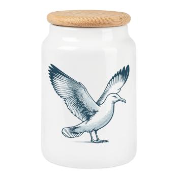 Gull - Cookie Jar with Wooden Lid - white - Front