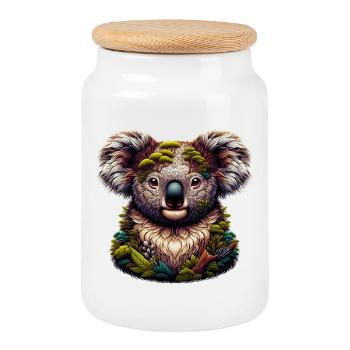 Koala - Boîte à biscuits avec couvercle en bois - blanc - Devant