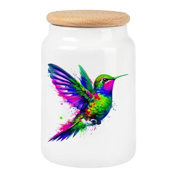 Colibri - Boîte à biscuits avec couvercle en bois - blanc - Devant