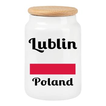 Lublin, Pologne - Imprimés élégants - Boîte à biscuits avec couvercle en bois - blanc - Devant