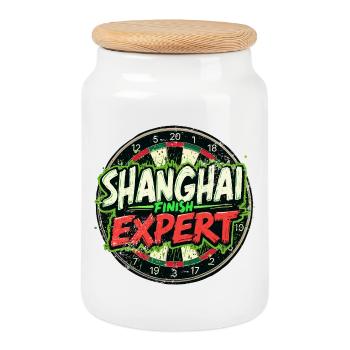 Darts Shanghai Finish Fun - Cookie Jar with Wooden Lid - white - Front