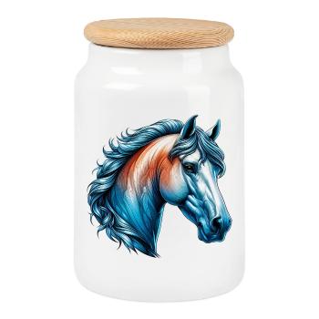 Cheval - Boîte à biscuits avec couvercle en bois - blanc - Devant