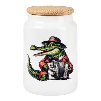 Krokodil Russian auf Russisch Russen Krokodile - Keksdose mit Holzdeckel - Weiß - Vorne